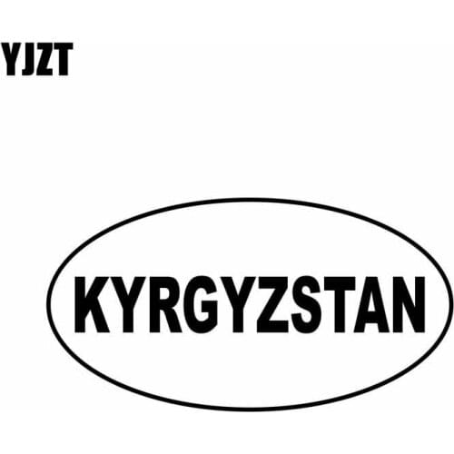 YJZT 13.4CM*7.1CM KYRGYZSTAN Country Code Oval Car Sticker Vinyl Decals Black Silver C10-01709