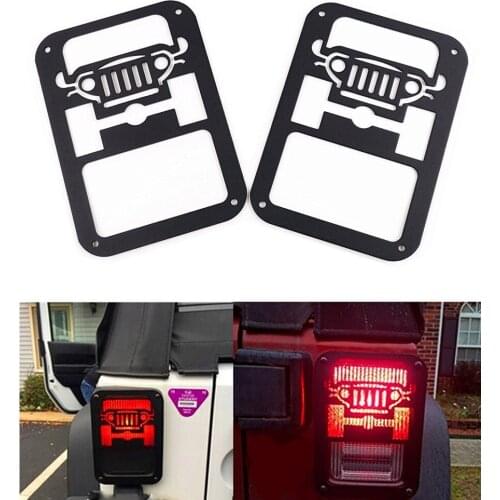 Tail lamp Tail light Cover Trim Guards Protector for Jeep Wrangler Sport X Sahara Unlimited Rubicon 2007-2017 ( For Jeep Style)