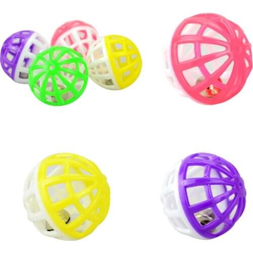 10Pcs Plastic Cat Kitten Pet Play Balls Ring With Jingle Bell Pounce Rattle Interactive Cat Training Toy Pet Cat Supply