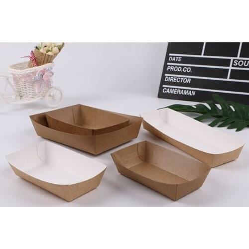 100pcs Baking packaging waterproof oil - proof food packaging film cattle card boat box bake cake carton food packaging custom