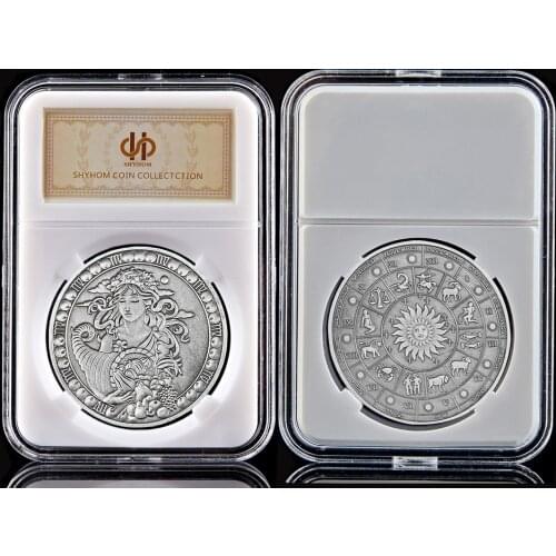 12 Constellation Virgo Round Coin Fashion Virgo Zodiac Souvenir Coin W/ Hard Capsule Display