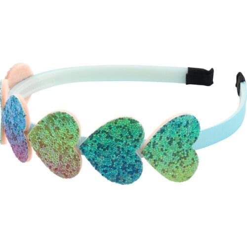 30 Pcs/Lot,Hot Sale New Rainbow Glitter Heart Hairband Kids Shiny Star Headband Party Hair Hoops for Girls Hair Accessories