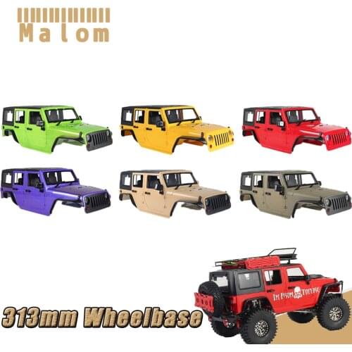 313mm Wheelbase Jeep Wrangler JK Rubicon 4 Door Hard Body Shell Kit for 1/10 RC Crawler Cars Axial SCX10 90046 90047 RGT EX86100