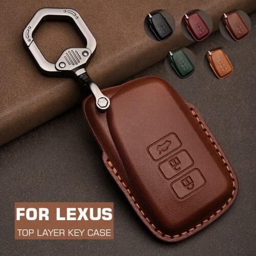 Handmade Genuine Leather Remote Key Case Cover Holder For Lexus ES 300h NX RX GS 250 350 RC 300 IS250 200t LS460 with Keychain