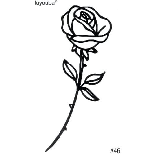 Black Littler Rose Fake Tattoo Tatuajes Tatuagem Body Art Waterproof Temporary Tattoo Sticker Flowers Tatoo Temporary Stickers