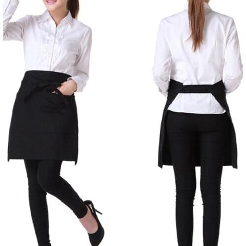 Black Bust Waiter Short Apron Kitchen Restaurant Flirty With Pocket 1 pc