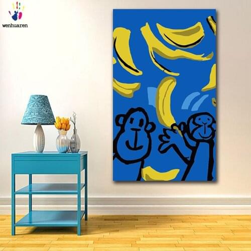 DIY colorings pictures by numbers with colors Banana and monkey casual picture drawing painting by numbers framed Home