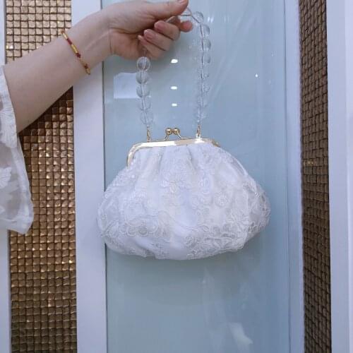 Elegant Ladies Top-Handle Bags Exquisite Flower Embroidered Women White Handbag for Party Evening Prom Female Shoulder Bag