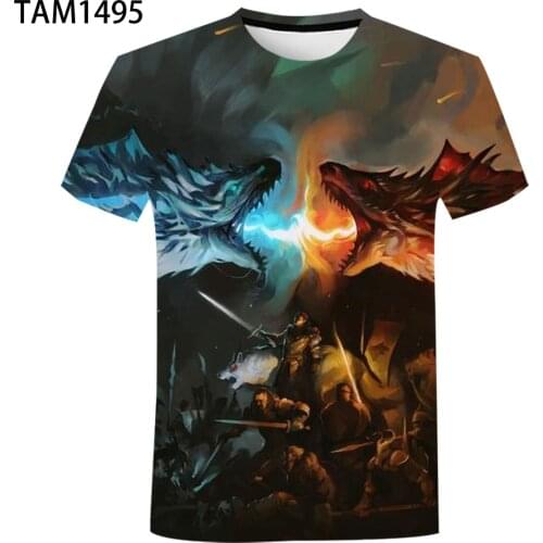 2021 New Mens and Womens Summer Short Sleeve T-Shirt 3D Print Game of Threads Cool fashion Trend Youth Childrens Clothing