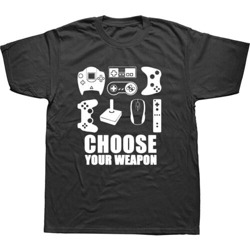 New Summer Mens T-shirt Choose Your Weapon Gamer T Shirt Video Game Controller Tee Cotton Short Sleeve Tshirt