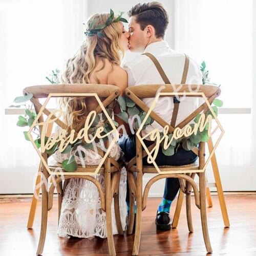 Garland Rustic Wedding Party Decoration Bride & Groom Wedding Chair sign Wooden Letters 2pcs/lot free shipping
