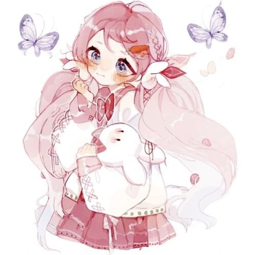 Kawaii Pink Girl and Bunny PET Washi Tapes Bullet Journal Masking Tape Adhesive Tape DIY Scrapbooking Decorative Washi Stickers