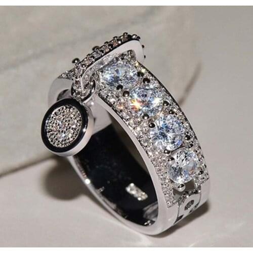Ring Crystal Cube Zircon Ring Female Jewelry Fashion Creative Zircon Wedding Golden Party Gift Engagement Girl Fashion Ring Fill