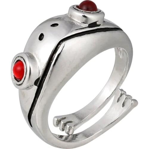 2021 New Trendy Men Frog Shape Ring Women Alloy Ring Adjustable Size Vintage Unisex Interesting Rings Party Jewelry Accessories