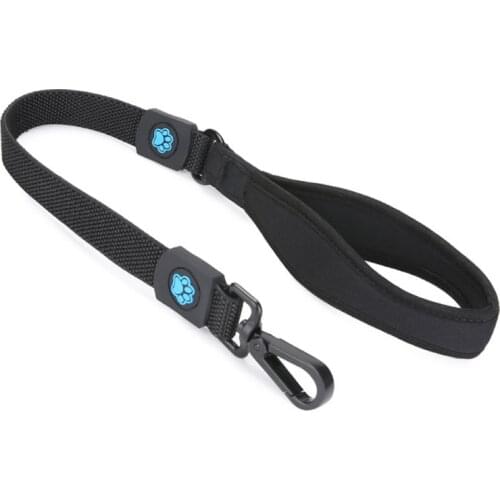 Dog Pet Short Leash Real Leather Short Dog Traffic Lead Leash for Large Dogs Training and Walking Black