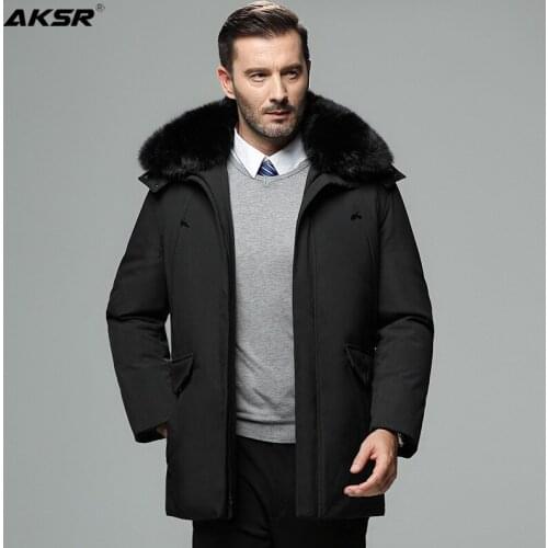 Mens Winter Down Jacket Coat Large Size Thick Warm Male Winter Jackets with Fur Collar White Duck Down Hooded Jackets Parkas
