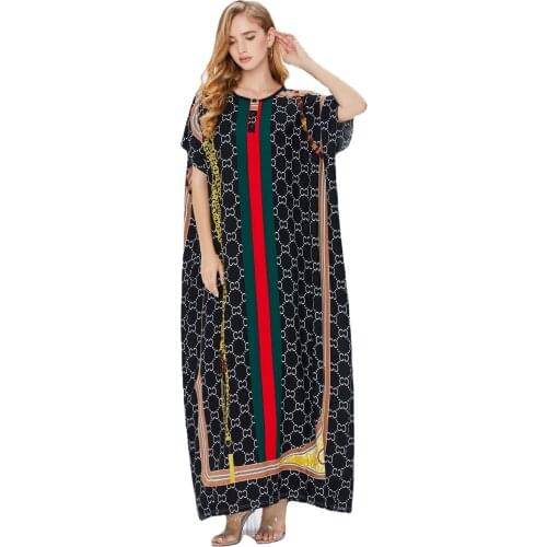 2021 New Arab Middle East Dubai Women Robe Mariees Muslim Print Dress Plus Size Black Embroidered Abaya Skirt Islamic Clothing