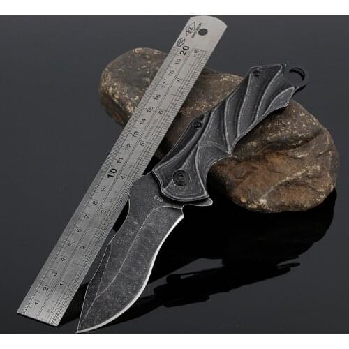 8.2'' Knife Black Titanium Pocket Tactical Knives Folding Blade Knife Camping Hunting Knife Outdoor Survival Rescue EDC Tools