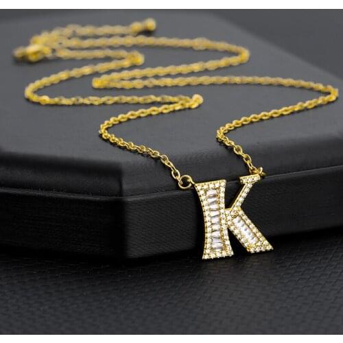 Gold Letter A-Z Zircon Stainless Steel Necklace Initial Necklaces Women Alphabet Pendant Choker Fashion Jewelry Gift For Girls