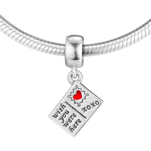 Fits for Pandora Charms Bracelets Postcard Beads 100% 925 Sterling Silver Jewelry Free Shipping
