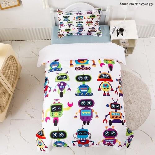 Robot Duvet Cover Sets 2/3 Piece Bedding Sets Cartoon Quilt Cover Single Double Queen King Size Bed Cover Custom Size Bed Cover