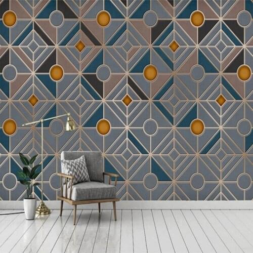 Custom 3D Photo Wallpaper Retro Abstract Geometric Golden Grid Lines Wall Murals Bedroom Living Room Kitchen Background Decor