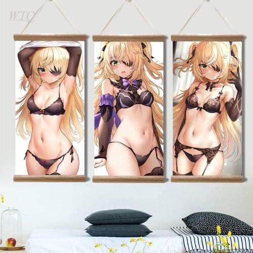 Genshin Impact Poster Sexy Fischl/Ganyu/Xiao/Game Poster Anime Posters Canvas Painting Wall Decor Wall Art Picture Home Decor