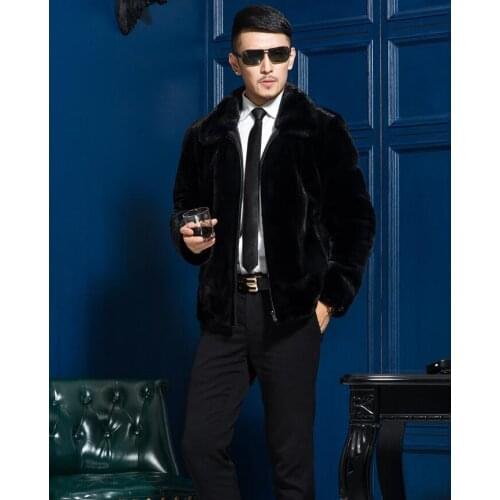 Casual autumn faux mink leather jacket mens winter thicken warm fur leather coat men black jackets jaqueta de couro fashion 4XL