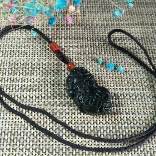 Natural Black-Green Jade Wealth Pi Xiu Jade Pendant Jewelry Lucky Exorcise Evil Spirits Safety Charms Jade Fine Jewelry