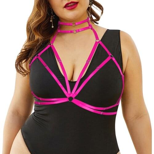 Sexy Lingerie Plus Size Top Harness Body Stockings Garter Belt Gothic Bondage Garter Belts Costumes Plump Womens Underwear