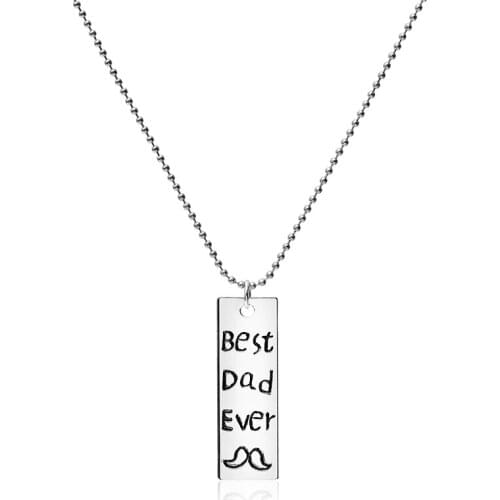 Silver Color Pendant Necklace Customizable Lettering Letters Best Dad Zinc Alloy Jewelry Necklace Best Fathers Day Gift