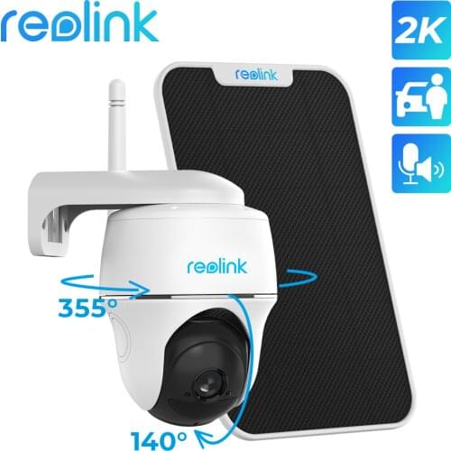 Reolink 1080P Solar-powered Camera Rechargeable Battery Pan&Tilt 2-way Audio PIR Detection Argus PT and Solar Panel Smart Home