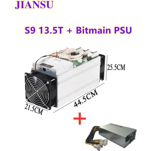 Old 80--90% Miner BITMAIN antminer S9 13.5T with PSU Bitcoin Miner Asic S9 14T 13T Miner Work BCC btc pcc sha256 16nm Btc Miner