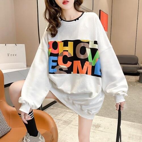 Thin Long Sweatshirt Women Spring Autumn Loose Fashion Top Lazy Style Women Sweatshirt Print Letter Oversize Sweatshirt Women