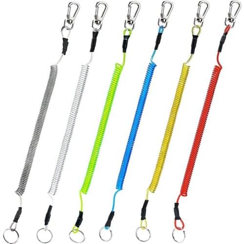 Stretch Wire Spring Elastic Rope Anti-lost Phone Keychain Secure Lock Tackle Portable Fishing Lanyards For Climbing Key Lanyard
