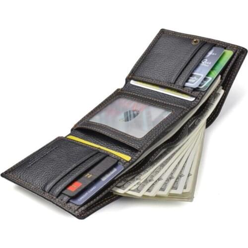 Vintage Men Wallet PU Leather Short Wallets Male Multifunctional Cowhide Male Purse Coin Pocket Photo Card Holder