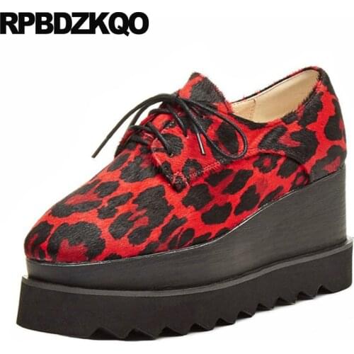 Lace Up Women Chinese Thick Sole Square Toe 2021 Red Elevator China Wedge Size 33 Muffin Creepers Platform Shoes High Quality