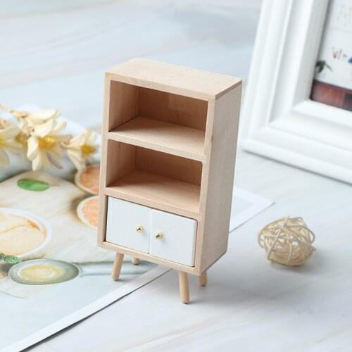 1/12 Scale New Dollhouse Nordic Style Wooden Mini Shelf Flower Stand Doll House Handmade Furniture Model Accessories