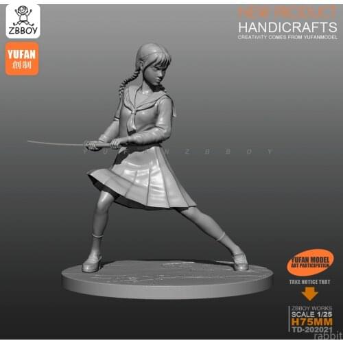 1/24 Resin Kits sword school uniforms girl resin Soldier self-assembled 75mm TD-202021