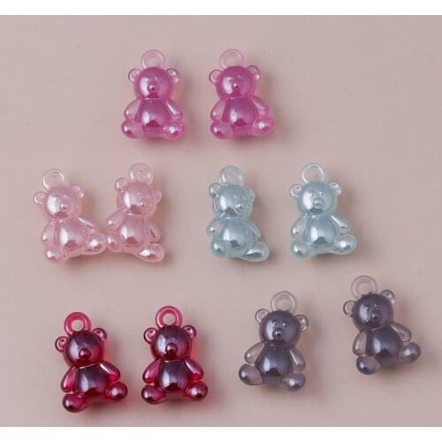 10pcs 26X16mm Cute Cartoon Animal Bear Pendants for Making Dangle Earrings Necklaces 6 Color Handmade Charms Bracelets
