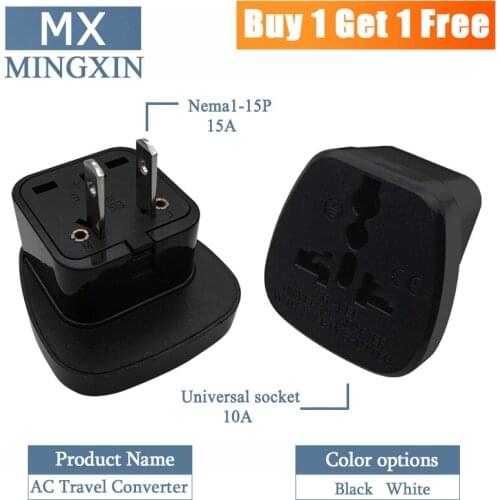 2PCS-Universal Black White United States Canada Japan AC Power Adapter AU EU UK to US Travel Adapter Plug Converter