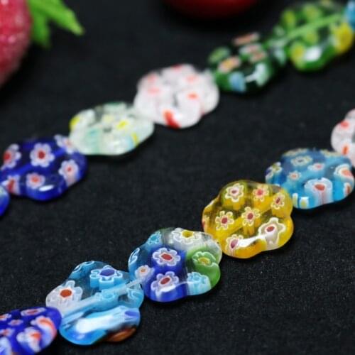 Beautiful Bead 26pcs Flower Shape Millefiori Flower Lampwork Glass Beads 14mmx14mm