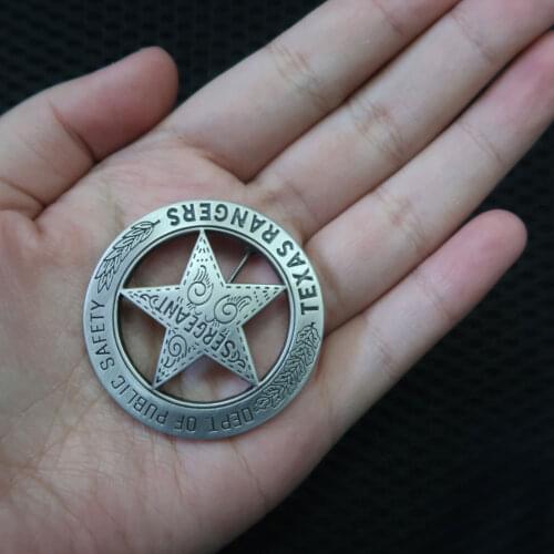 4.5cm TEXAS Rangers Company A Badge Round With Star Mexican Peso American Rangers Old West Civil War Lawman Confederate
