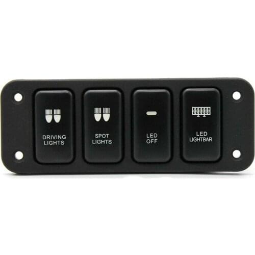 4 Gang Switch Button Panel DRIVING LIGHTS+SPOTLIGHTS with blue led 12V On/Off Rocker Switch Panel Refit switch Car accessories