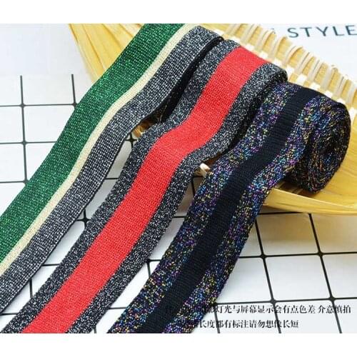 3cm knitted webbing accessories, color decorative ribbon, horizontal elastic ribbon, casual wear gold velvet wide leg pants side