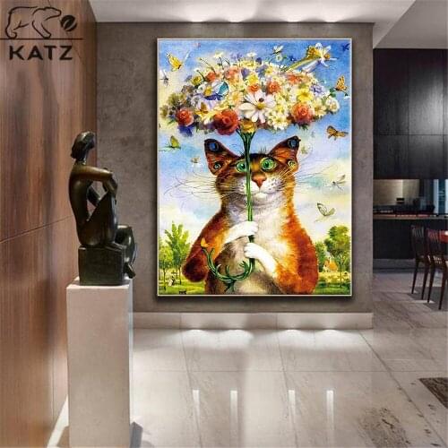 Cartoon Cat Diamond Painting Animal Embroidery Crossing Diy Mosaic Picture Art Gift Living Room Cross Stitch Home Decoration