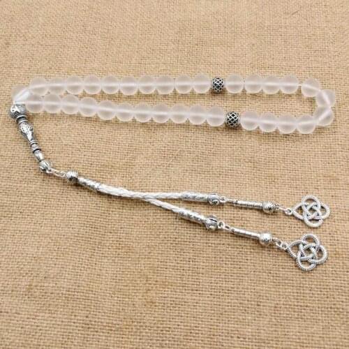 White Frosted crysta Tasbih 33beads Muslim bangles misbaha White tassel Islamic bracelet accessories gift Arab fashion jewelry