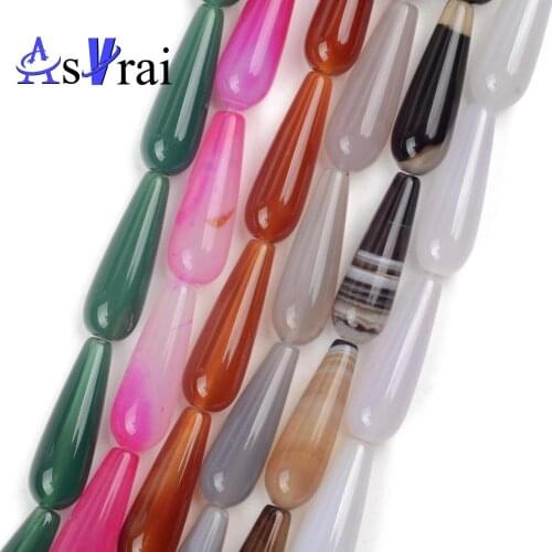 10*30mm Natural Stone Beads Drop Shape Agates Stone Loose Spacer Beads For Jewelry Making DIY Bracelet Necklace Accessories 15"