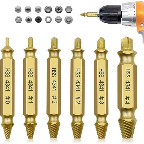 High quality 6pcs Damaged Screw Extractor Speed Out Drill Bits Broken Speed Out Bolt Extractor Bolt Stud Remover ToolS