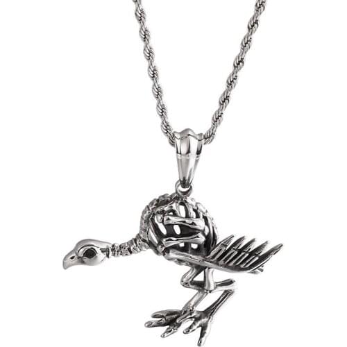 European and American non-mainstream punk retro hollow pendant death crow ostrich pendant